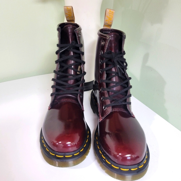 NWT Dr. Martens 1460 Lace Up Vegan 7 Cherry Red Combat Boots - Picture 7 of 12